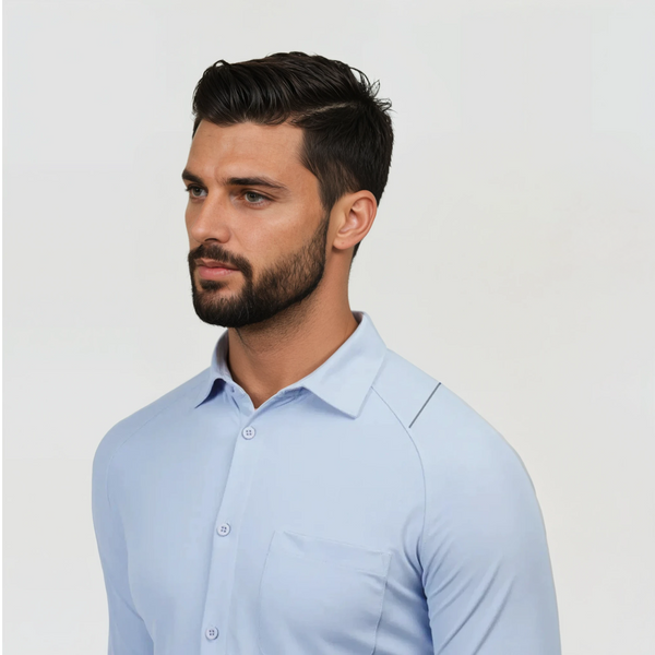 Honeycomb Fabric Blue Performance Shirt for Men